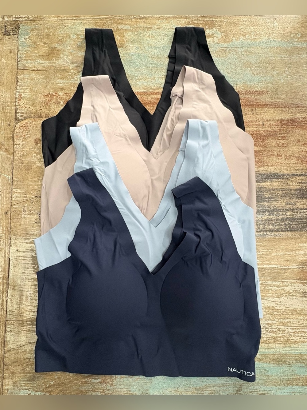 Nautica Intimates Seamless Bralettes in Navy, Light Blue, Blush, and Black